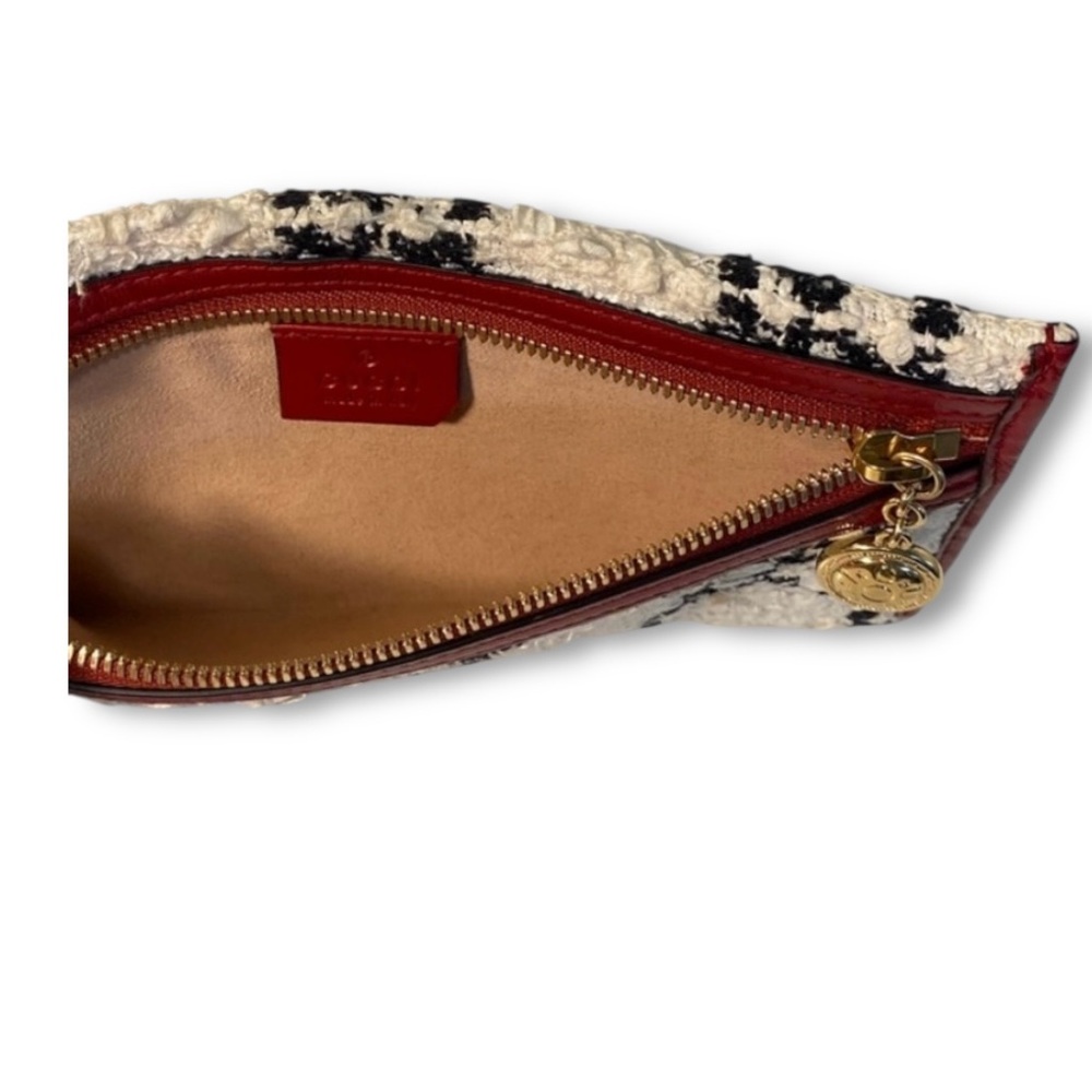 Gucci Tweed  Red and Cream Clutch with Gold Chain - Picture 7 of 13
